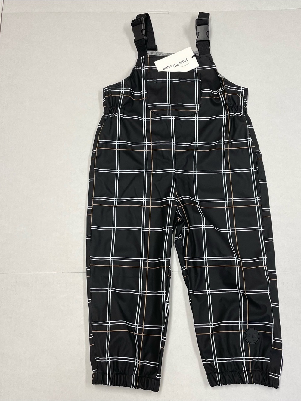 NWT Miles the Label 3Y Toddler Rain Overalls Plaid Organic Cotton Fall Autumn